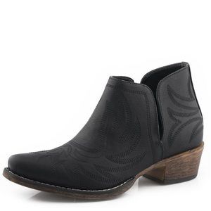 ROPER WOMENS AVA EMBROIDERED SNIP TOE CASUAL BOOTS ANKLE LOW HEEL 1-2" - BL